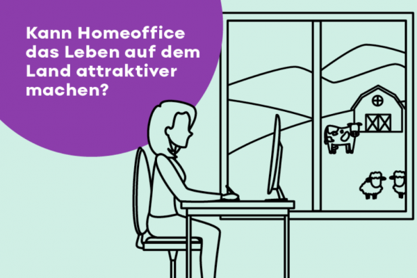 Frau im Homeoffice auf dem Land